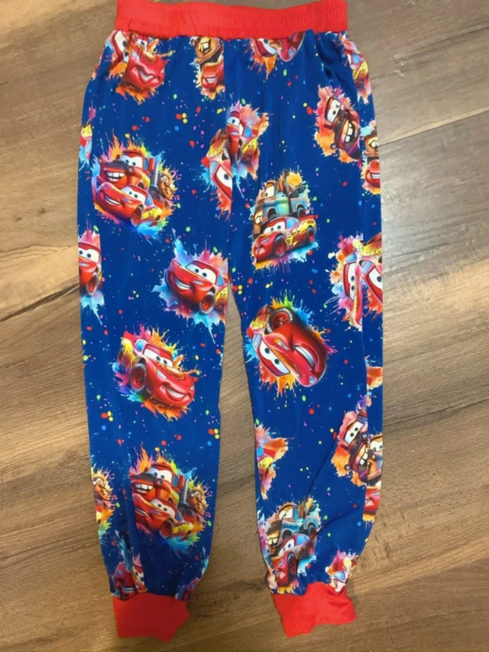 Kids Blue Lightning Car Print bamboo Jogger EUC 4/5
